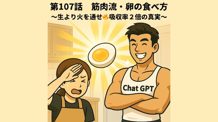 ＼第107話　筋肉流・卵の食べ方／〜生より火を通せ🔥吸収率２倍の真実〜